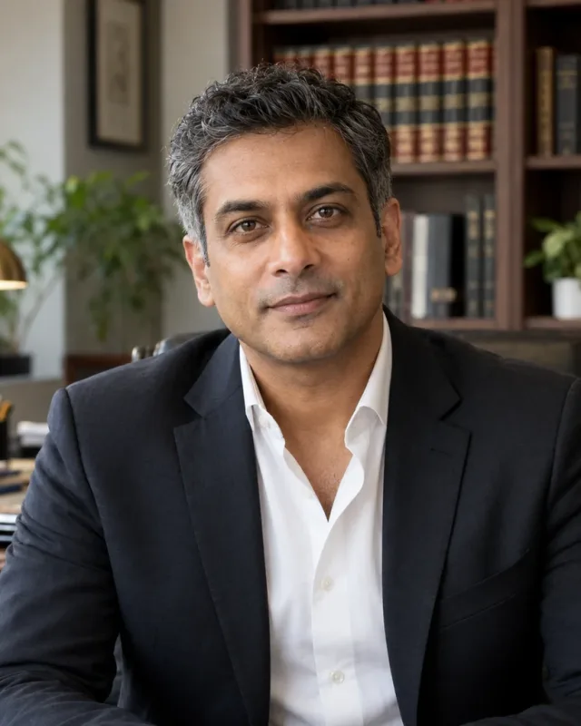 Adv. Advait Menon, Corporate Lawyer, presented as a Brutalism NexCard profile